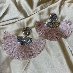 Statement Gold Glitter Tassel Earrings